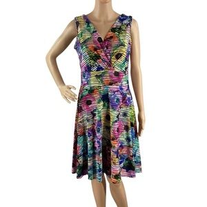 Joseph Ribkoff Floral Fit and Flare Dress Multicolor Sleeveless 8